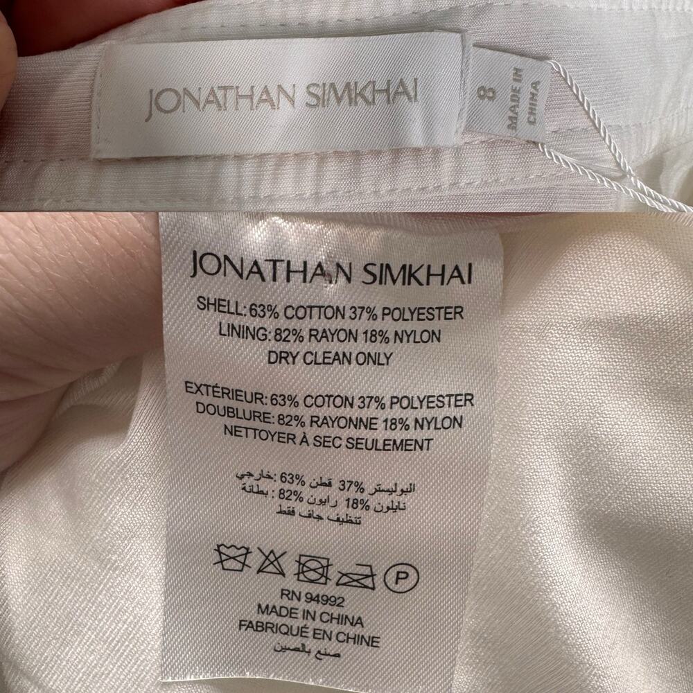 NWT Jonathan Simkhai Sicillia Dress White Poplin Pleated Bridal Preppy Size 8 - Picture 9 of 16
